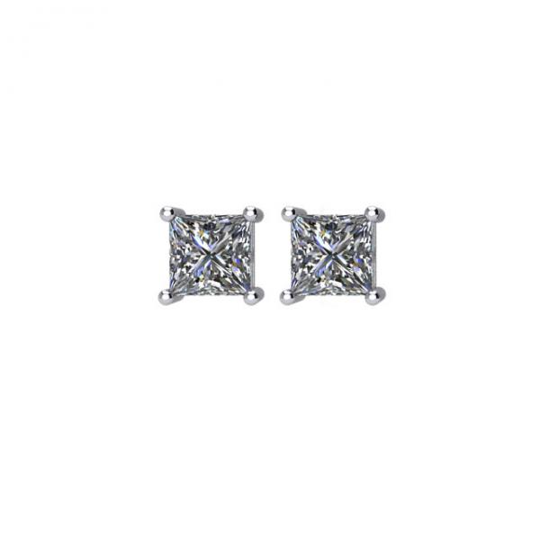 Classic 14K White Gold Princess-Cut Diamond Stud Earrings